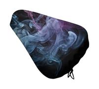 Blue and Purple Smoke Bike Seat Cover - Waterproof Bike Seat Cushion for Women & Men, Comfort, Soft Bicycle Saddle Covers Universal Fit Road/Mountain/Spin Bikes with Drawstring
