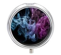 Blue and Purple Smoke Pill Box Cute Medicine Organizer Travel Pillbox Waterproof Portable Pill Container Holder to Hold Vitamins Medication Fish Oil and Supplements