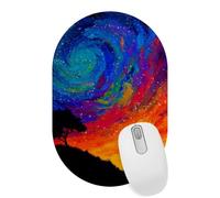 Blue and Red Abstract Sky Mouse Pad, Ultra-Smooth Oval Mouse pad with Non-Slip Rubber Base for Computers Laptop, 11x7 Inch, Color291