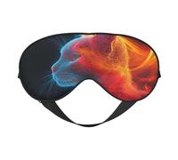 Blue and Red Cat Print Sleep Mask with Adjustable Strap, Comfortable Eye Cover for Travel, Yoga, Napping, Sleeping & Relaxation