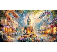 Blue-and-Red-Dragons-Facing-Each-Other 1000 Pieces Adult Jigsaws Fun and Challenging Family Game Educational Games Impossible Hard Difficult for Adults and Kids Age 12 Years Up 38x52/1000pcs