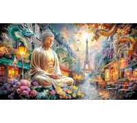 Blue-and-Red-Dragons-Facing-Each-Other 1000Pc Jigsaw Puzzles for Adults and Kids Age 12 Years + Impossible Hard Difficult Great Gift Idea Recycled Paper 38x52/1000pcs