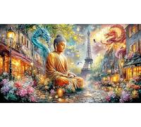 Blue-and-Red-Dragons-Facing-Each-Other Jigsaw Puzzle 1000Pc Recycled Paper Impossible Hard Difficult Educational Game Decompression Great Gift Idea 70x50/1000pcs