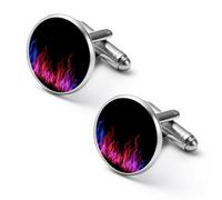 Blue And Red Fire Flame Cufflinks Funny Cuff Links for Men Father Dad Wedding Christmas Shirts