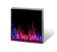 Blue And Red Fire Flame Square Badge Funny Button Pins Brooch