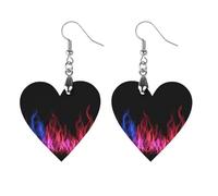 Blue And Red Fire Flame Wood Earrings Personalized Dangle Earring Pendants Charms for Woman Jewelry