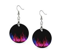 Blue And Red Fire Flame Wood Earrings Personalized Dangle Earring Pendants Charms for Woman Jewelry