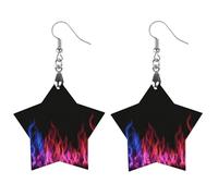 Blue And Red Fire Flame Wood Earrings Personalized Dangle Earring Pendants Charms for Woman Jewelry