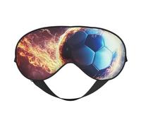 Blue and Red Flame Football Print Sleep Mask with Adjustable Strap, Comfortable Eye Cover for Travel, Yoga, Napping, Sleeping & Relaxation