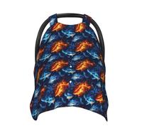 Blue and Red Flame Shark Print Baby Car Seat Covers, Breathable Nursing Cover Breastfeeding Cover, Stroller Covers, Multi-use Infant Carseat Canopy, Baby Boys Girls Newborn Essentials