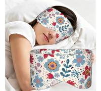 Blue and Red Floral, Sleep Mask for Home Travel, Full Eye Covers Light Blocking Eye Mask Sleep Eye and Ear Muffs