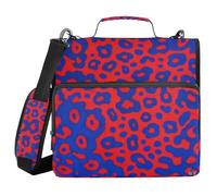 Blue and Red Leopard Print 1.5 Inch 3 Rings Sturdy Zipper Binder with Handle Easy to Carry Portfolios Portfolio Organizer Suitable for Middle School