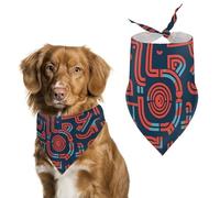Blue and Red Pattern Dog Bandana Washable & Adjustable Triangle Scarf, Breathable Pet Scarf for Small Medium Large Pets, Cute Fashion Pet Accessory