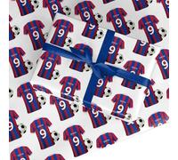 Blue and Red Personalised Football Shirt Wrapping Paper Custom Birthday Gift Wrap - For Him Mens Dad Father's Day Christmas Boys Kids Adult - Any Name & Number - Large Roll (50cm x 3.6m)