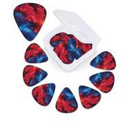Blue and Red Splash Guitar Picks 12 Pack 3 Different Thickness Celluloid Guitar Plectrums with Guitar Pick Storage Box Personalized Guitar Pick for Acoustic Guitar Picks