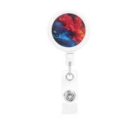 Blue and Red Splash Retractable Badge Reel Heavy Duty Badge Holder with Belt Clip Retractable Lanyards ID Card Holder with Keychain Name Badge Clips for Office Nurse Employee