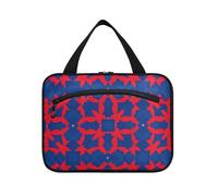 Blue and Red Tie-dye Hanging Mens Travel Toiletry Bag with Hook, Designer Waterproof Shaving Bag for Men for Travelers Backpacking maleta para maquillaje L
