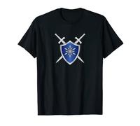 Blue and silver warrior shield over crossed swords T-Shirt