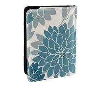 Blue and Turquoise Dahlias Printed Passport Holder,Travel Pu Leather Passport Cover Case Organiser for Men Women,6.5 Inch