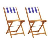 (blue and white, 2 pcs) vidaXL Bistro Chairs Outdoor Chair Dining Chair Solid Wood Acacia and Fabric