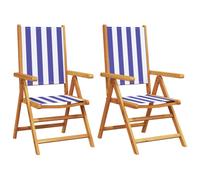 (blue and white, 2 pcs) vidaXL Reclining Garden Chairs Outdoor Chairs Armchair Fabric & Solid Wood