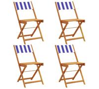 (blue and white, 4 pcs) vidaXL Bistro Chairs Outdoor Chair Dining Chair Solid Wood Acacia and Fabric