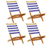 (blue and white, 4 pcs) vidaXL Folding Garden Chairs 6 pcs Chairs Cream White Fabric and Solid Wood