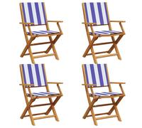 (blue and white, 4 pcs) vidaXL Garden Chairs Outdoor Chair Dining Chair Solid Wood Acacia and Fabric