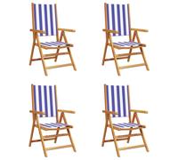 (blue and white, 4 pcs) vidaXL Reclining Garden Chairs Outdoor Chairs Armchair Fabric & Solid Wood