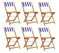 (blue and white, 6 pcs) vidaXL Bistro Chairs Outdoor Chair Dining Chair Solid Wood Acacia and Fabric