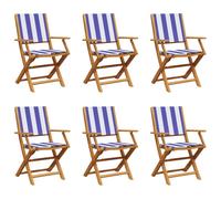 (blue and white, 6 pcs) vidaXL Garden Chairs Outdoor Chair Dining Chair Solid Wood Acacia and Fabric
