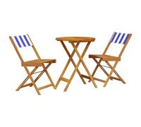 (blue and white, 60 x 75 cm) vidaXL Bistro Set 3 Piece Outdoor Bar Set Blue and White Fabric and Solid Wood