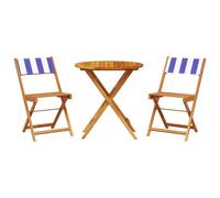 (blue and white, 70 x 75 cm) vidaXL Bistro Set 3 Piece Outdoor Bar Set Blue and White Fabric and Solid Wood