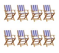 (blue and white, 8 pcs) vidaXL Garden Chairs Outdoor Chair Dining Chair Solid Wood Acacia and Fabric
