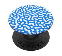 Blue and White Abstract Art with Cute Retro Vibes PopSockets Adhesive PopGrip