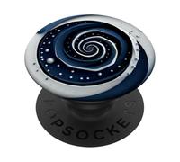 Blue and White Abstract Geometric Fibonacci Spiral Art PopSockets Adhesive PopGrip