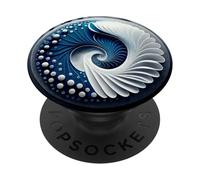 Blue and White Abstract Geometric Fibonacci Spiral PopSockets Adhesive PopGrip