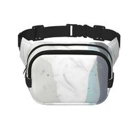 Blue and White Art Square Double Layer Waist Bag Belt - Unisex Everywhere Fanny Pack Purse for Running, Travel, Hiking, Fitness, Black, One Size