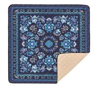 Blue and White Baroque Pattern Cute Foldable Baby Gym & Activity Mat for Floor Cozy Breathable Tummy Time Mat for Babies Infants Toddlers, 50'' x 50''