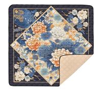 Blue and White Baroque Pattern Soft Thick Baby Gym & Activity Mat for Indoor Outdoor Comfortable Activity Entertainment Mat for Babies Infants Toddlers, 50'' x 50''
