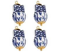 Blue and White Ceramic Abstract Earring Components Jewelry Making Supplies for Craft and Designs Florals Ceramic Ear Decoration Craft