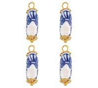 Blue and White Ceramic Abstract Earring Components Jewelry Making Supplies for Craft and Designs Florals Ceramic Ear Decoration Craft