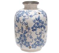 Blue and White Ceramic Flower Vase, French Decor, for Living Spaces, Various Rooms 7.4" H