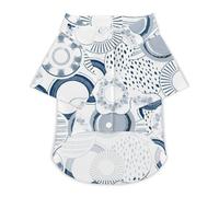 Blue and White Ceramic Porcelain Dog Shirt Soft Breathable Dog T-ShirtSummer Buttons Clothes Breathable Pet Apparel Daily Wear XL