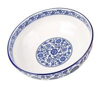 Blue and White Ceramic Serving Bowl for Noodles, Salad and Family Dining | Vintage Matte Finish, Smooth Surface, Stackable Space-saving Design, Wear-resistant, Suitable for Catering Service