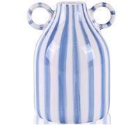 Blue and White Ceramic Vase with Handle, Nordic Boho Small Vases Side Table Flower Centerpiece, Wide Mouth Single Flower Vase Pampas Grass Decorative - for Home Window Sill Living Dining Room Kitchen