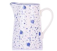 Blue and White Ceramic Vase with Handle, Nordic Boho Small Vases Side Table Flower Centerpiece, Wide Mouth Single Flower Vase Pampas Grass Decorative - for Home Desk Sill Living Dining Room(Str