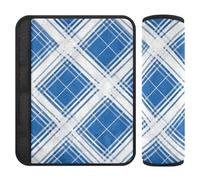 Blue and White Check 2 pcs Padded Seatbelt Strap Cover More Comfort Driving for SUV forro para cinturon de segurida
