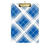 Blue and White Check Acrylic Engineer clipboard Standard Letter A4 Size Transparent for Soccer Truck Driver Gold 12x9in Tabla para escribir