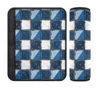 Blue and White Checkered Pattern 2 Pack Car seat Strap Covers Stop seat Belt Cutting into Neck for Most Cars forro para cinturon de seguridad